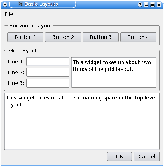Screenshot of the Basic Layouts example
