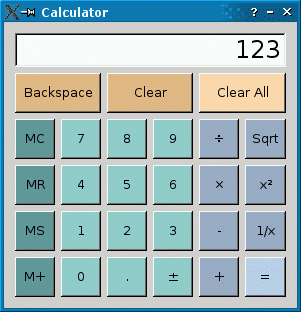 Screenshot of the Calculator example