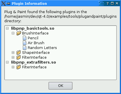Screenshot of the Plugin dialog